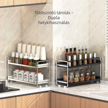 Konyhai fűszerrak a pultra, többszörös tárolópolc a fűszerekhez, fúrás nélküli szerelés