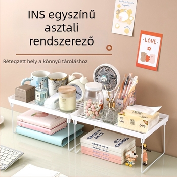 Személyre szabott kétemeletes kozmetikai tároló asztali használatra, állítható, multifunkcionális, műanyag, modern minimalista dizájn