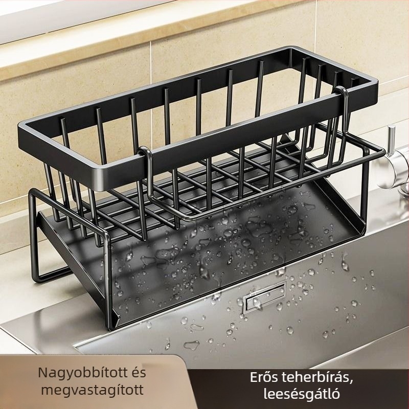 Műanyag konyhai pultoszervező: edénytartó, lefolyó állvány, törölközőtartó és mosogató kiegészítők