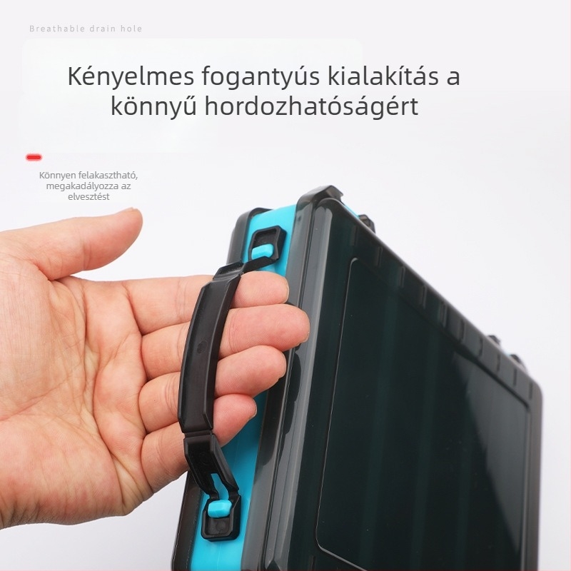Nagy hordozható fa garnéla etetődoboz, kétoldalas csalihordó, nagy fémlappal, kiegészítő tároló a horgászathoz, nemzetközi modell