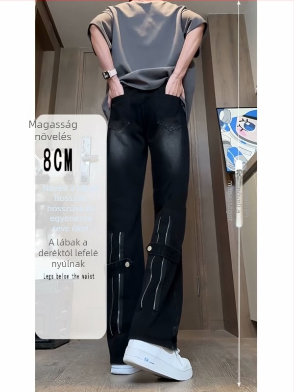 Férfi denimnadrág, egyenes szabású, Slim-Fit, egyszínű, amerikai utcai stílus