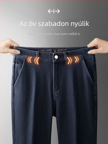 Férfi gyapjúkeverék denim nadrág, őszi-téli, egyenes szabás, lazább fazon, prémium minőség
