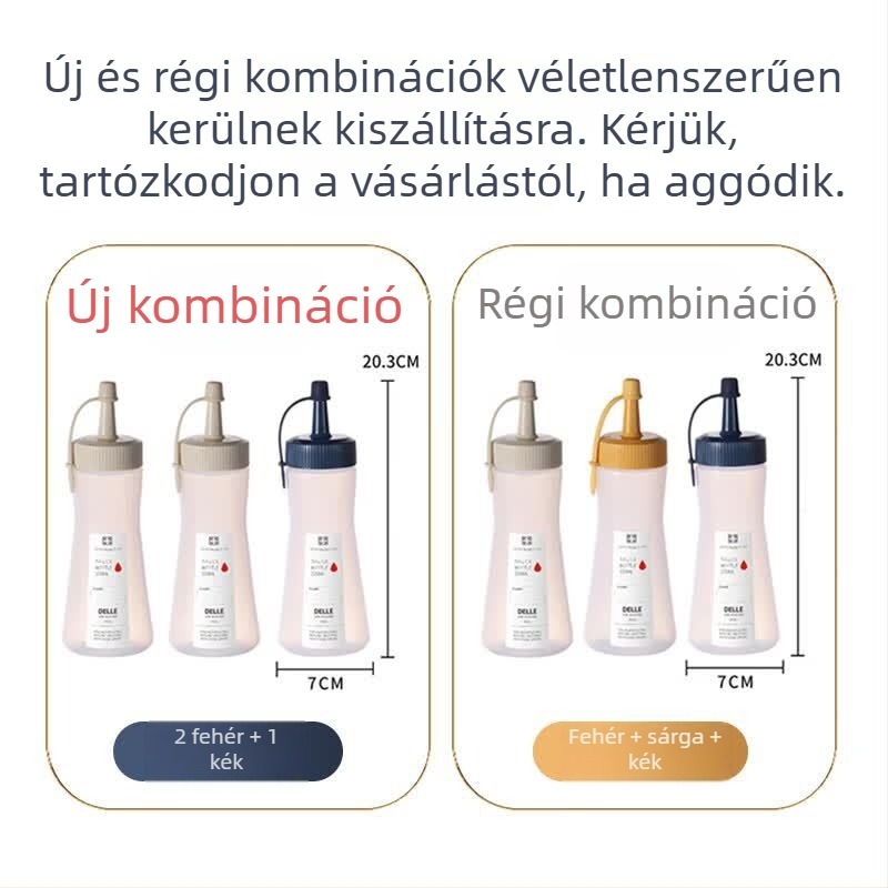 3 darabos konyhai nyomóüveg készlet paradicsomszósz és lekvár számára, olaj és fűszerek tárolására