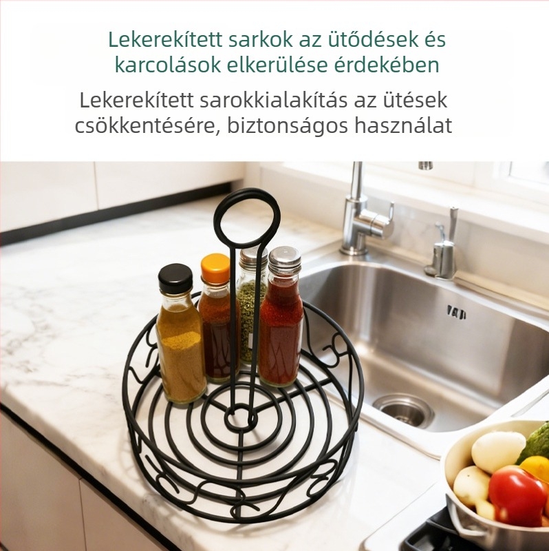 Vasból készült fűszertartó és olaj- és ecetpalack tároló – konyhai állvány
