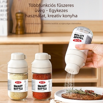 Konyhai fűszertartó üvegből készült só- és cukortartóval, forgó mechanizmussal, elegáns dizájn