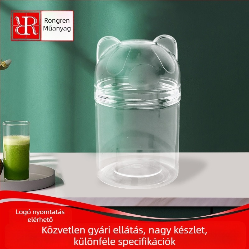 Átlátszó macskafülű PET-palack kupak, élelmiszer-minőségű, vastagított tömítés, szárított gyümölcsök üvegeihez