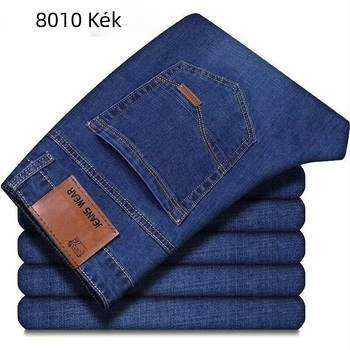 Férfi denim munkanadrág elasztikus, lazán szabott egyenes szabás, casual, nagy méret, 2025 tavasz–ősz