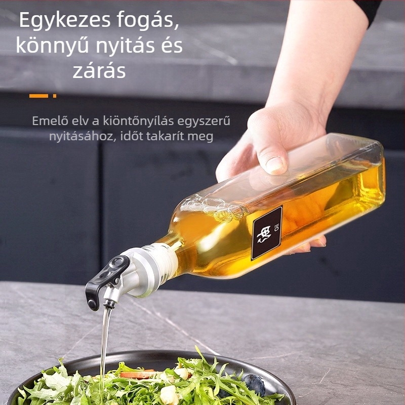 Négyzet alakú üveg olajtartó záródugóval, szivárgásmentes, szójaszószhoz és ecethez, 500 ml
