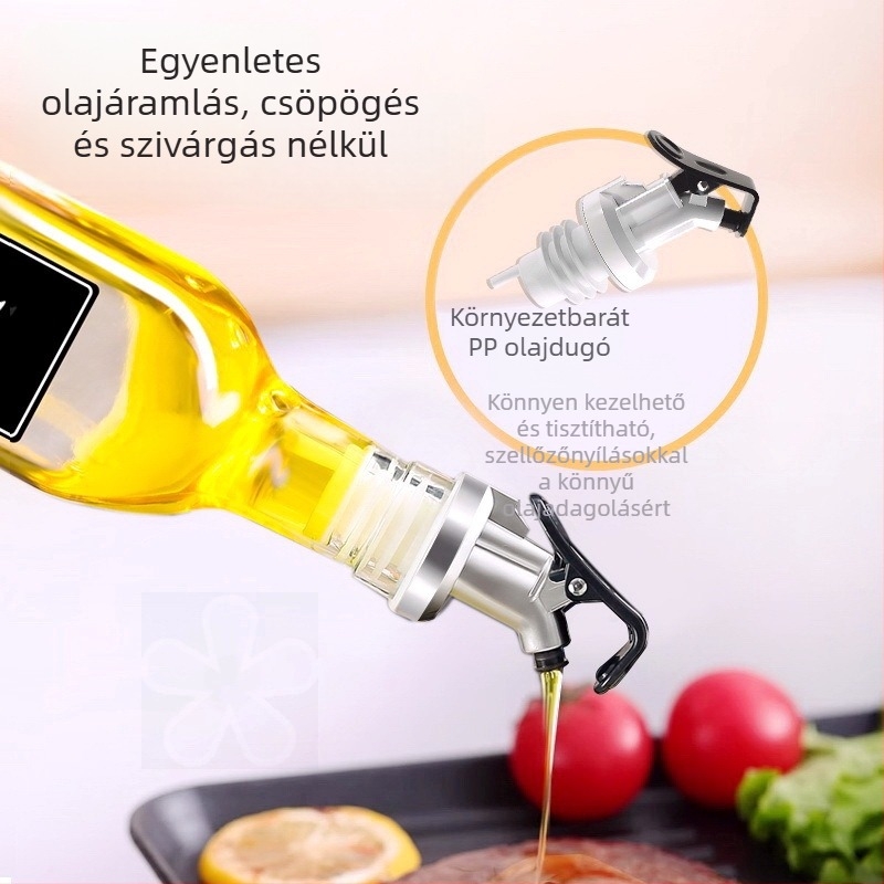 Négyzet alakú üveg olajtartó záródugóval, szivárgásmentes, szójaszószhoz és ecethez, 500 ml