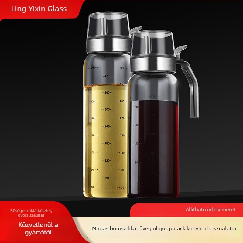 Magas szilárdságú boroszilikát üveg olajtartály, nagy kapacitású konyhai tároláshoz és öntéshez, szója- és ecetüveg