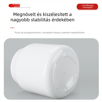 Élelmiszer-minőségű széles nyakú poros tartály PET-ből, kék, 1000 g, zárható sapka, tejporhoz, fehérje-port és kecsketejporhoz.