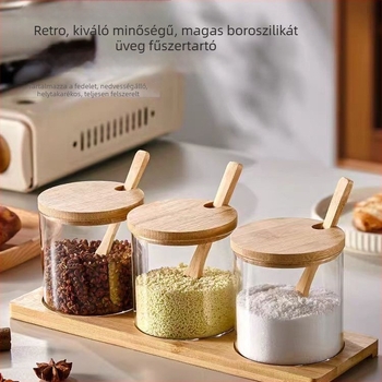 Átlátszó üveg fűszertartók készlet, japán stílusú konyhai tárolók lezárható üvegekkel