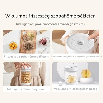 Intelligens vákuumos üveg tároló, automatikus levegő kiengedésével és frissesség megőrzésével, széles nyílású