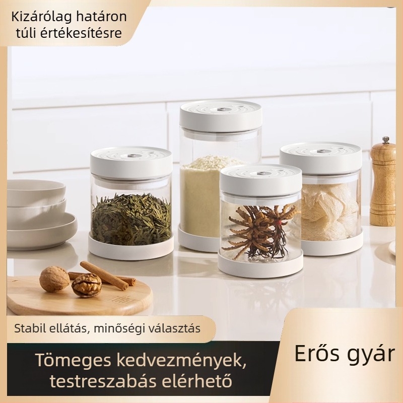 Intelligens vákuumos üveg tároló, automatikus levegő kiengedésével és frissesség megőrzésével, széles nyílású