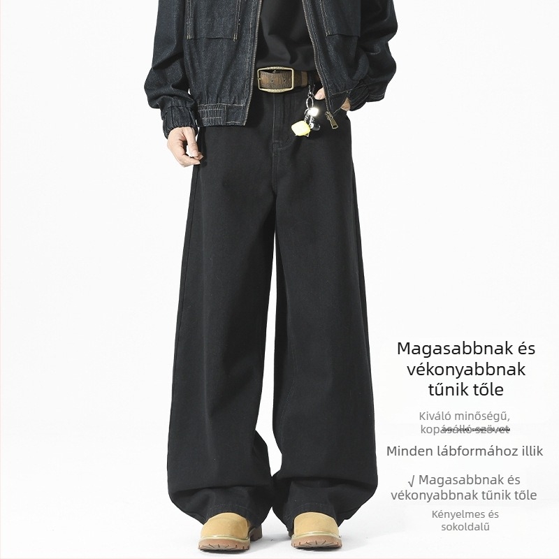 Amerikai stílusú egyenes szabású férfi farmer, alapvető, sokoldalú denim, utcai divat, plusz méret