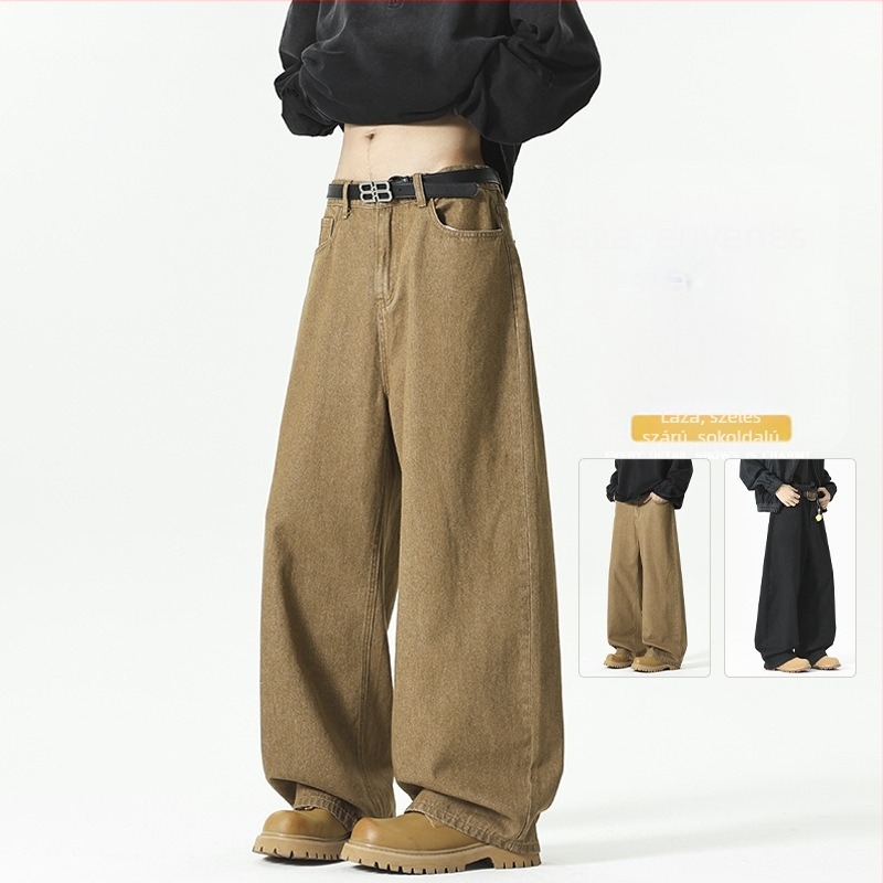 Amerikai stílusú egyenes szabású férfi farmer, alapvető, sokoldalú denim, utcai divat, plusz méret