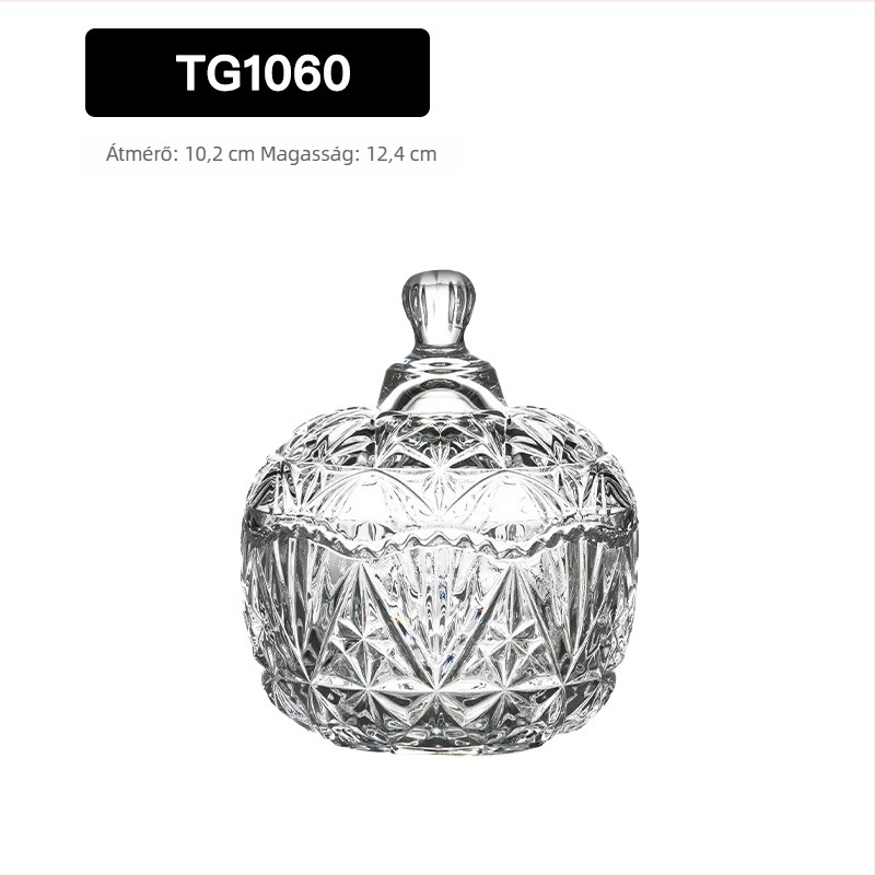 Fedéllel ellátott üveges cukorkatartó, átlátszó nassolnivaló-tároló, 400 ml