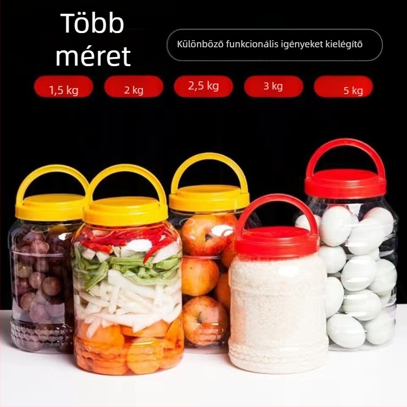 Műanyag mézesüveg lekvárhoz és szószokhoz, kerek, zárható, élelmiszer-minőségű