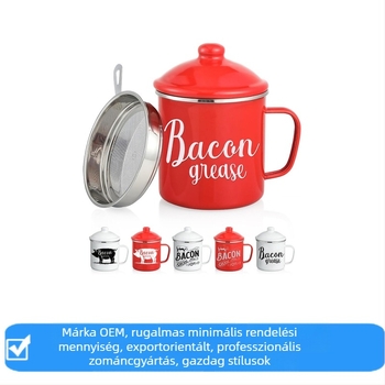 Konyhai zománcos fémtároló edény virágmintás dizájnnal, 301-500 ml, szalonna tárolására