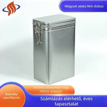 Négyzet alakú ón-doboz kávéhoz, ajándék kávés doboz, zárható élelmiszer-csomagoló doboz