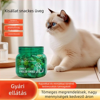 Áttetsző PET műanyag üveg széles nyakkal, liofilizált állateledelekhez, élelmiszer-minőségű, nagy kapacitású