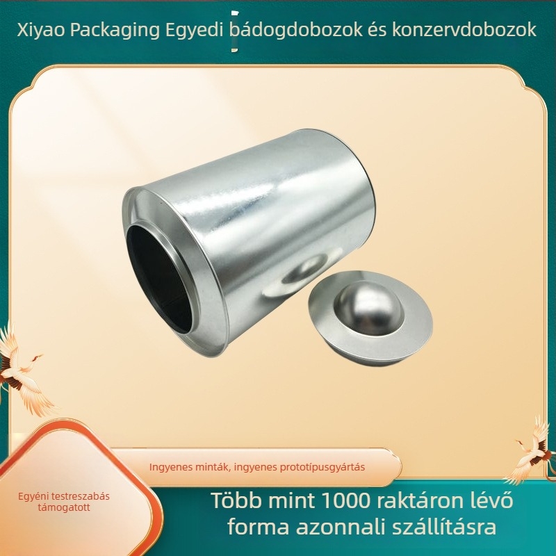 Kerek fémdoboz teához, nyomtatott logóval, Huangshan Mao Feng tea