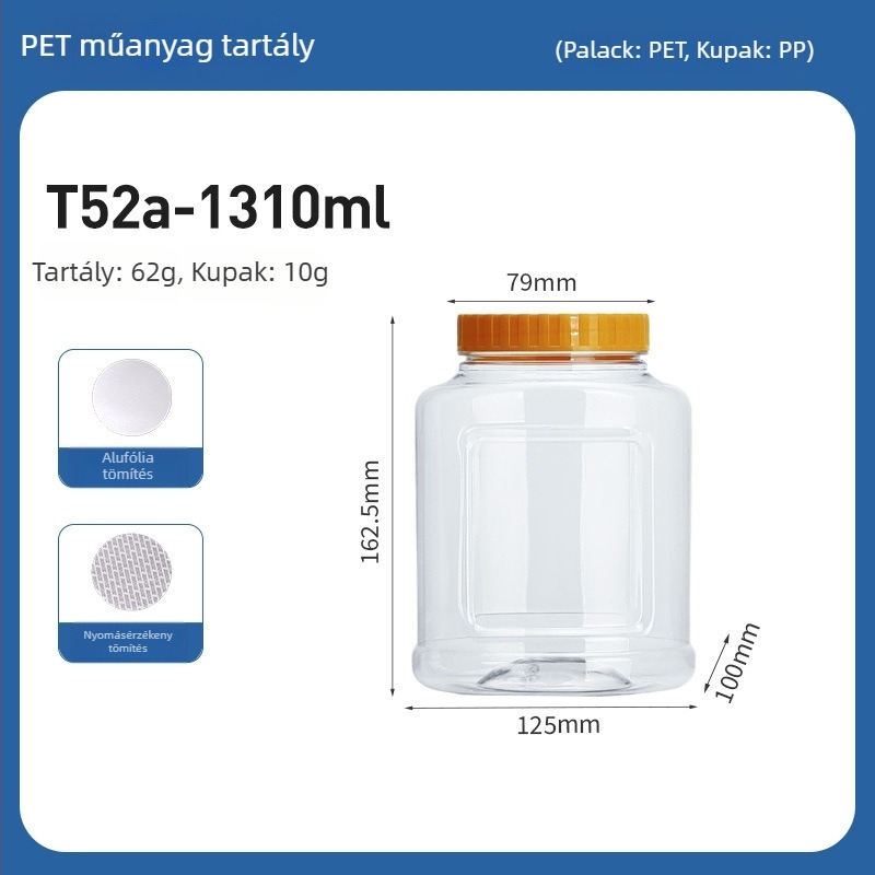 1300 ml átlátszó, zárható tárolóedény diófélékhez, nassolnivalókhoz, savanyúságokhoz és kandírozott gyümölcsökhöz