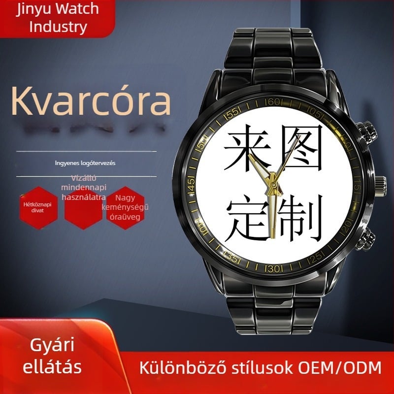 Nemzetközi divat casual óra személyre szabott számlappal, koreai stílusú uniszex kvarc óra, ötvözet tokozás, 10 m vízállóság