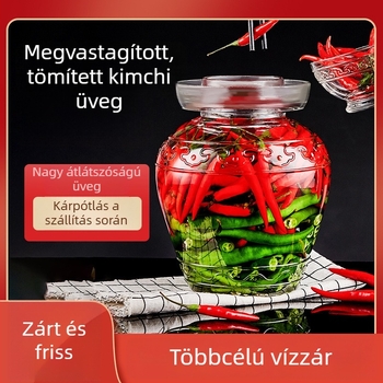 Nagy üveg tároló savanyúságokhoz, vízzáró, vastag üveg