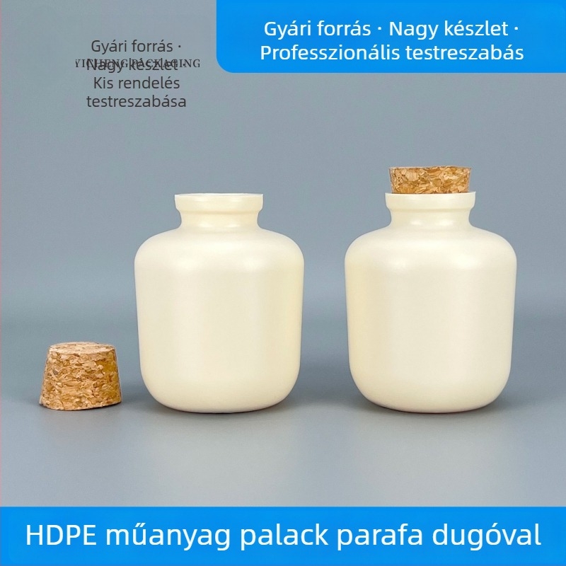 30 g kávébab tárolóüveg, 150 ml, parafadugós zárófedél, HDPE műanyag üveg