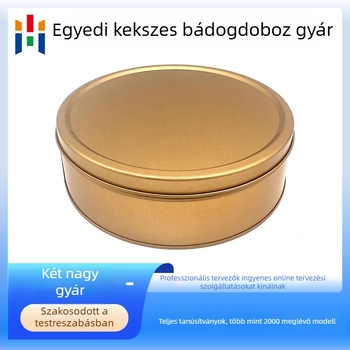 Tea és édességekhez készült kerek fémdoboz, zárható, egyedi logó nyomtatással