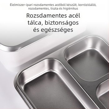 Kétszintes 304 rozsdamentes acél ebédkonténer, téglalap alakú, fedéllel, tömítő, 800-1000 ml