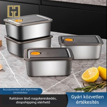 Rozsdamentes acélból készült, élelmiszer-minőségű tároló doboz hűtőszekrényhez, vastított, zárható