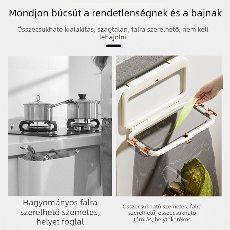 Fali összecsukható szemeteszsák tartó konyhához és fürdőszobához