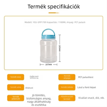 Élelmiszer-minőségű PET műanyag edény diófélék és snackek számára, vastag falú, nagy kapacitású, átlátszó, zárható fedéllel