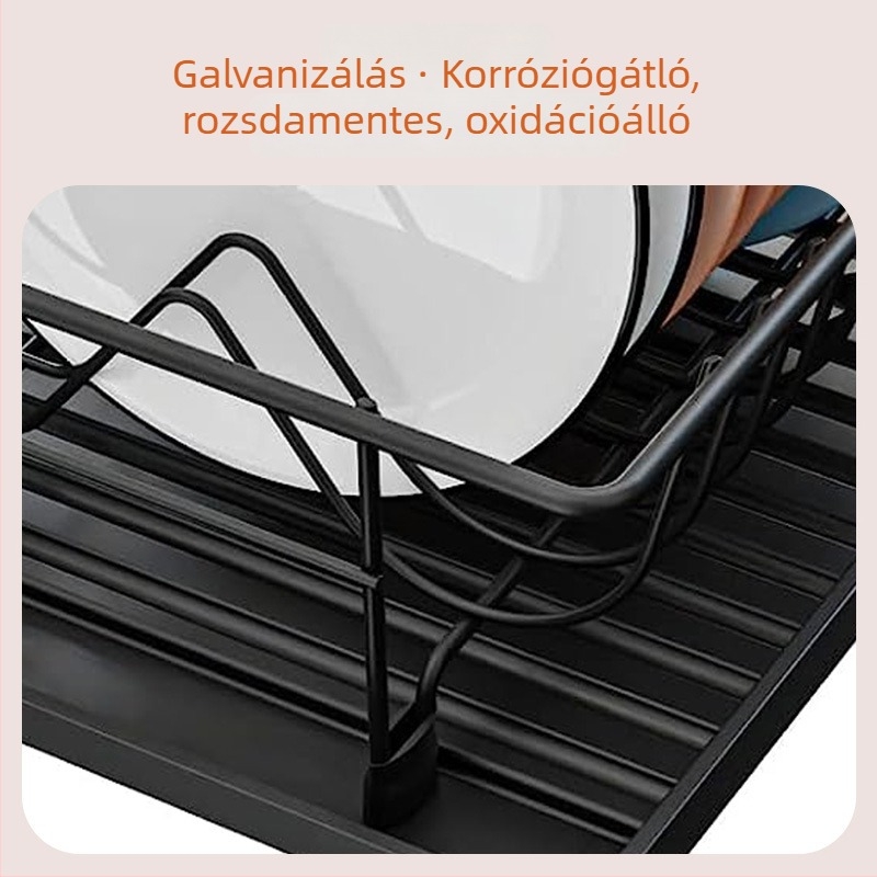 Egyetlen rétegű tál- és pohárszárítós polc a konyhai pulton