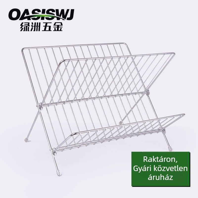 OASISWJ Összecsukható X-s alakú lefolyóállvány, rozsdamentes acélból, tálak és tányérok rendezője