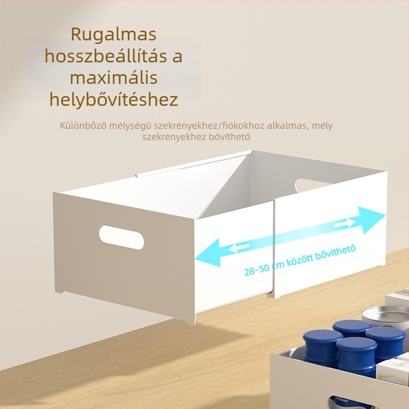 Iroda dokumentumok rendező doboz mély szekrénnyel, teleszkópos rekeszekkel és egymásra tehető fiókokkal