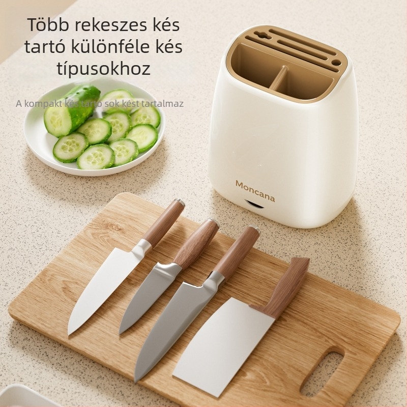 Drenázsos konyhai kés- és eszköztartó, beépített pálcahordóval és evőeszköztartóval – mindent egyben tároló doboz