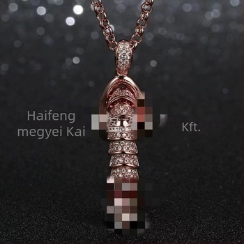 Férfi réz nyaklánc geometrikus kereszt motívummal és rhinestone medállal, hímvessző motívummal Halloween ékszer