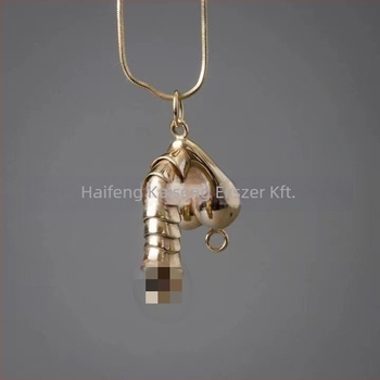 Férfi réz nyaklánc geometrikus kereszt motívummal és rhinestone medállal, hímvessző motívummal Halloween ékszer