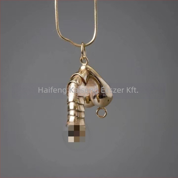 Férfi réz nyaklánc geometrikus kereszt motívummal és rhinestone medállal, hímvessző motívummal Halloween ékszer