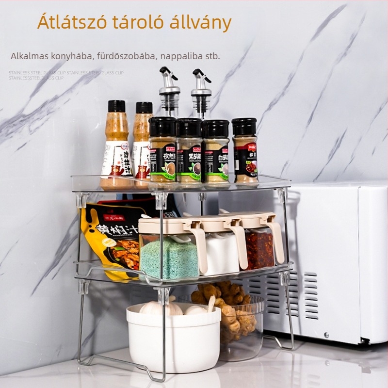 Átlátszó akril tároló konyhai fűszerekhez és asztali használatra, összecsukható