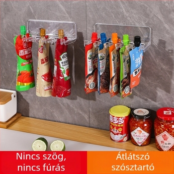FALra szerelhető konyhai fűszerező zacskós fűszerekhez, fúrás nélkül