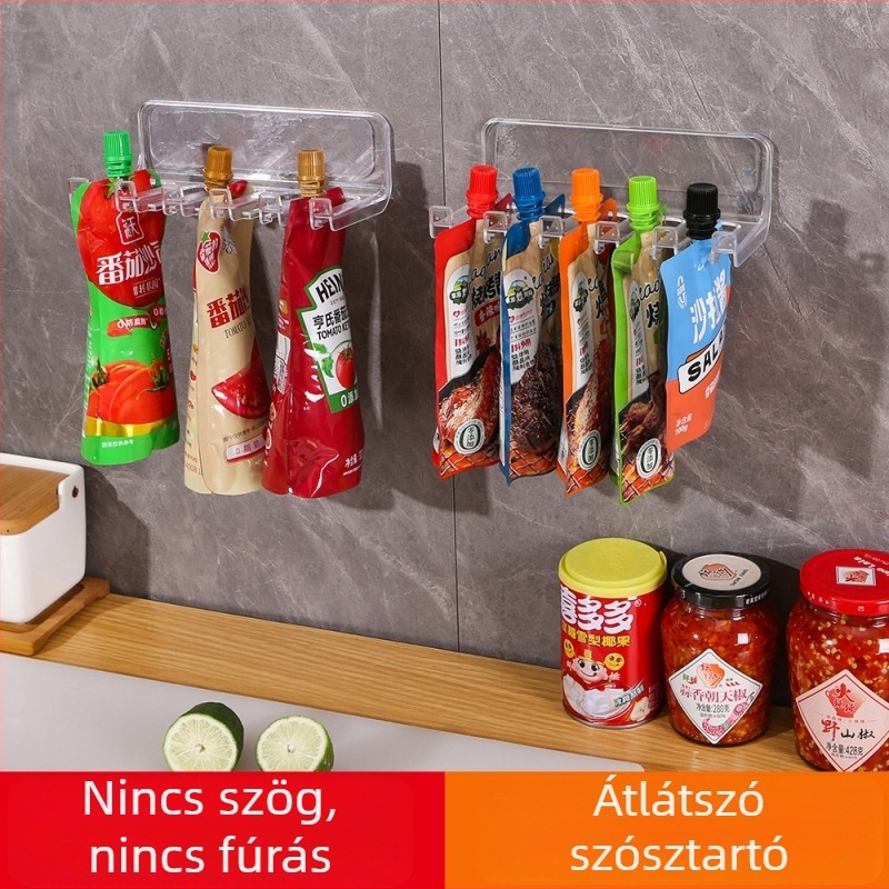 FALra szerelhető konyhai fűszerező zacskós fűszerekhez, fúrás nélkül