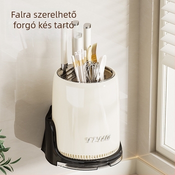 Mindennapi konyhai szervező forgó kés- és evőpálcika tartóval, pult feletti tároló