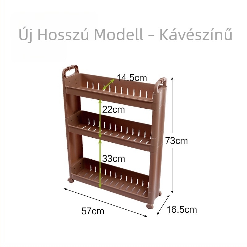 Kerekes, mozgatható tároló állvány keskeny helyekre, konyhához és fürdőszobához
