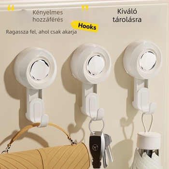 Szívócsésze forgó kampó, fúrás nélkül, erős, eltávolítható, konyha- és fürdőszobai falra szerelhető, többfunkciós tároló