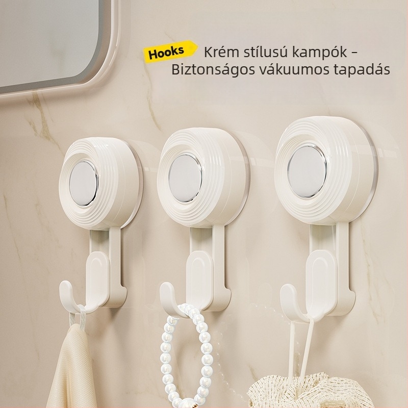 Szívócsésze forgó kampó, fúrás nélkül, erős, eltávolítható, konyha- és fürdőszobai falra szerelhető, többfunkciós tároló