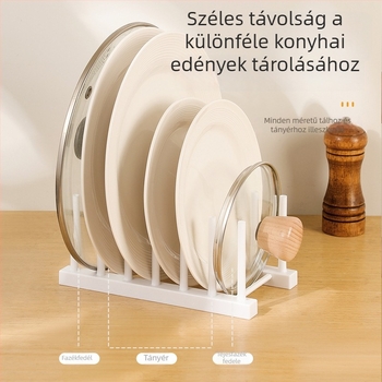 Konyhai edények és tányérok tárolója, műanyag szervező, modern minimalist stílus